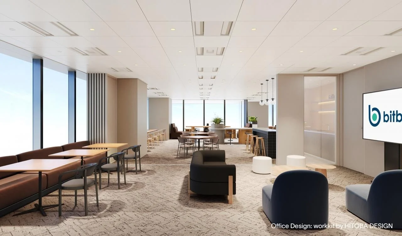 広々としたモダンなオフィスラウンジエリア