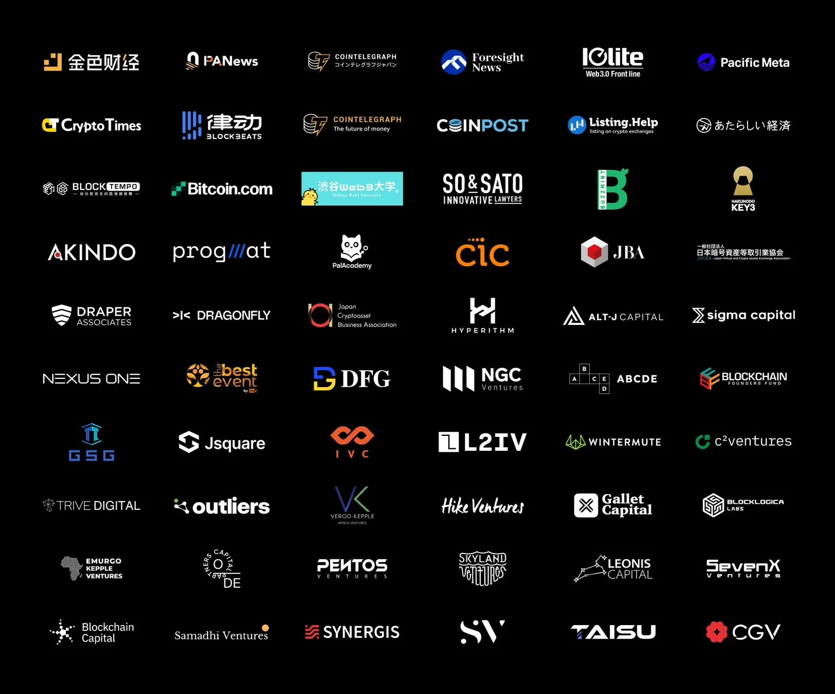 多くの暗号資産、ブロックチェーン、Web3関連の企業や団体のロゴ