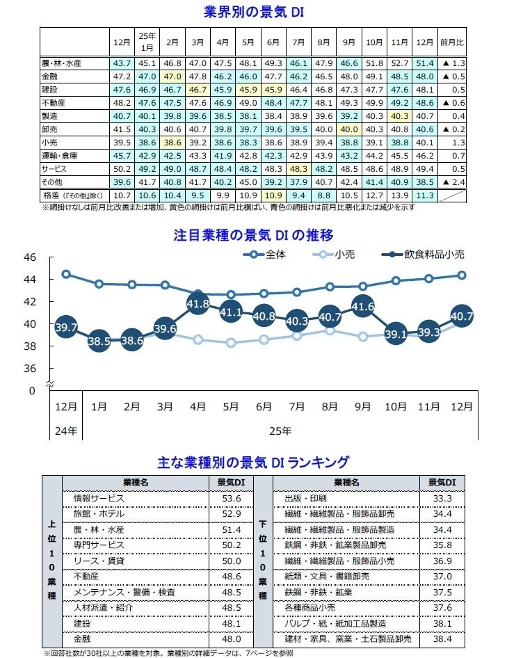 業界別の景気DI分析資料