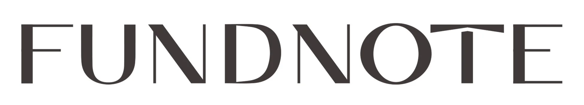 「FUNDNOTE」と書かれたロゴマークです。シンプルなゴシック体のようなフォントで、白背景に黒い文字が配置されています。