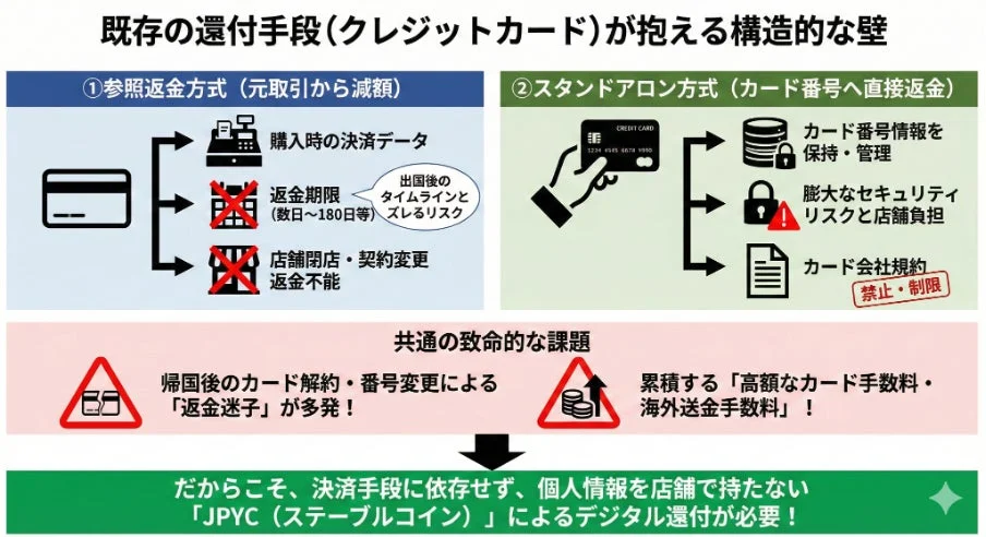 既存の還付手段(クレジットカード)が抱える構造的な壁