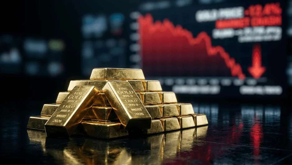 金塊と金価格の急落グラフ